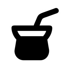 Traditional yerba mate cup with bombilla straw icon for south american drink culture design vector