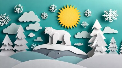 Arctic Paper Cutout Polar Bear - Powered by Adobe