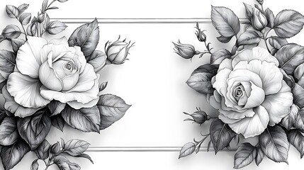 Intricate rose illustration in black ink high resolution picture
