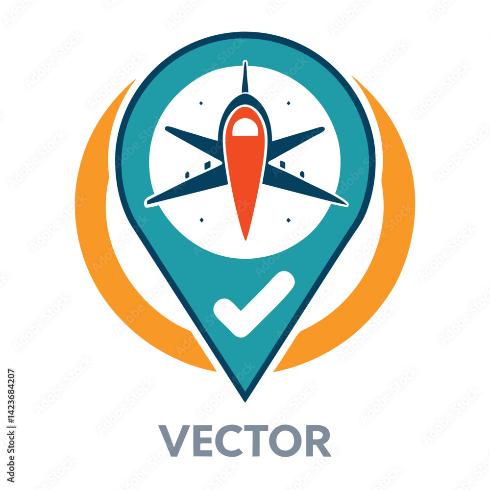 Poster monitoring vector logo representing a flight tracking service designed for accurate tracking of airc