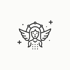 Virgo zodiac symbol, hand drawn in engraving style. Minimalist head logo, Icon, element. Vector illustration