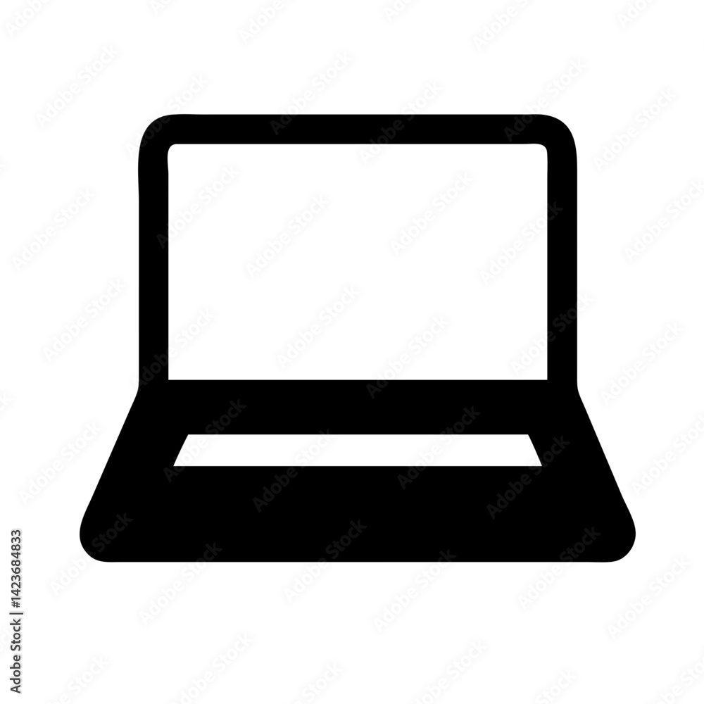 Aufkleber laptop computer vector icon for technology and business use in graphic design and web design needs