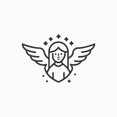 Virgo zodiac symbol, hand drawn in engraving style. Minimalist head logo, Icon, element. Vector illustration