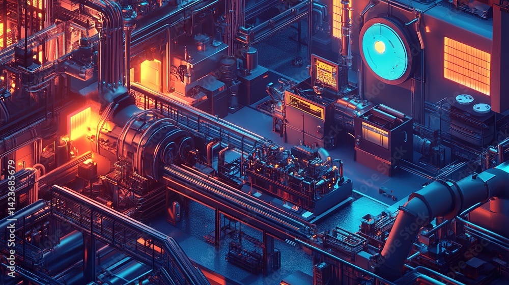 Poster a cutting-edge ai-powered factory with seamless automation for efficiency.