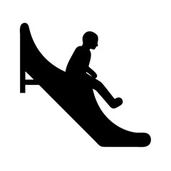 Child sliding down playground slide vector illustration for kids park fun and recreation area design