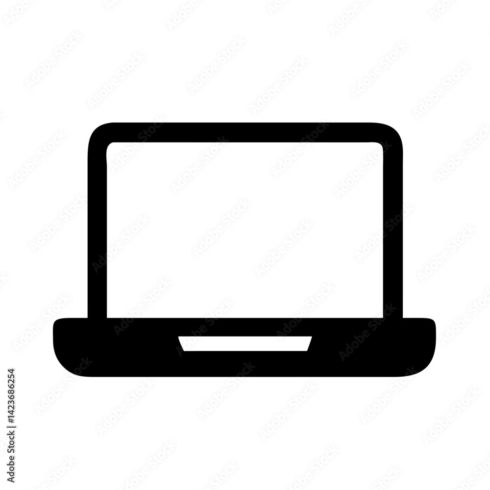 Poster laptop computer vector graphic for portable pc device and notebook technology design element use