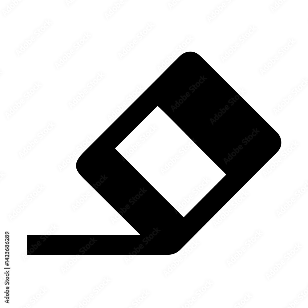 Aufkleber illustration of a black eraser tool for correcting mistakes and removing pencil marks design element