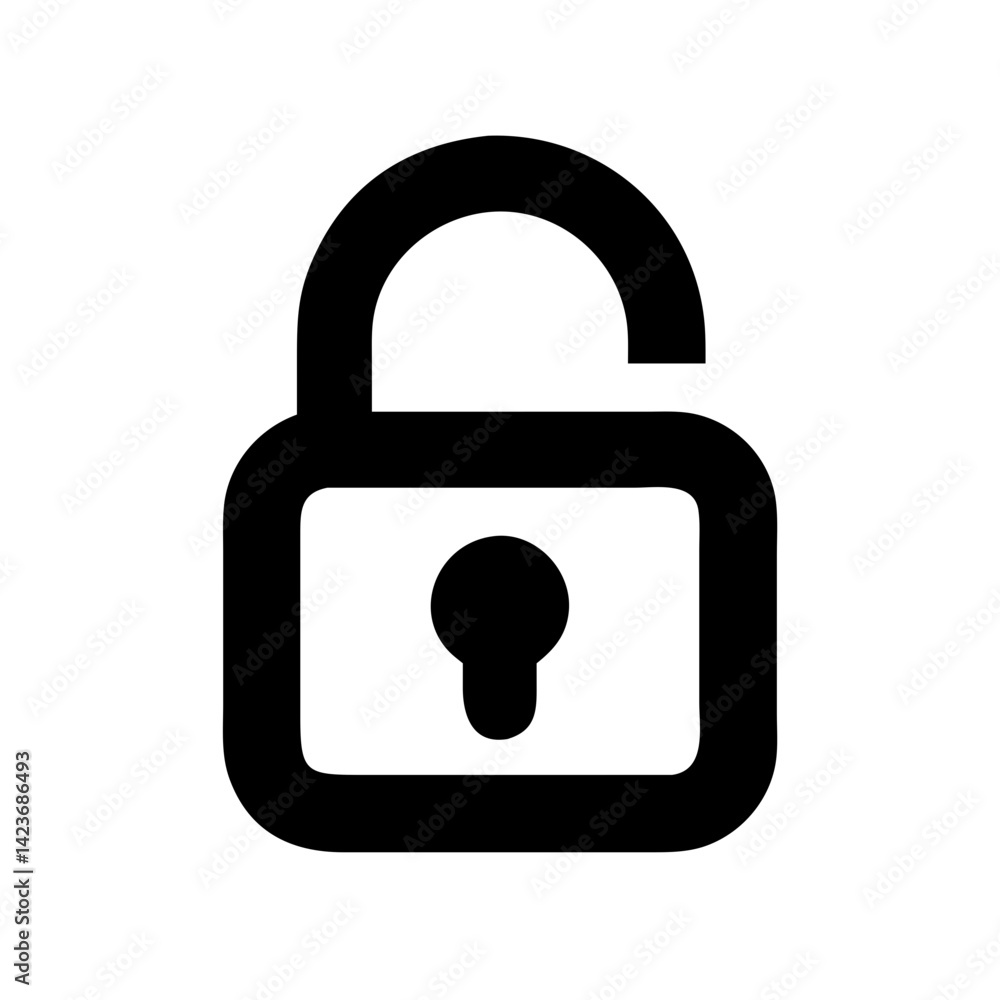 Poster unlock icon vector illustration of open padlock security symbol for access and privacy design needs