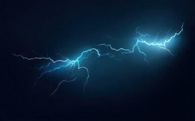 blue lightning isolated on a dark background, vector illustration