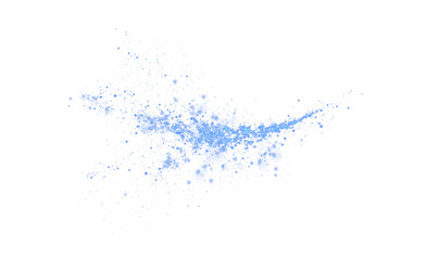 An enchanting and mesmerizing explosion of blue sparkles along with shimmering dust set on a transparent background