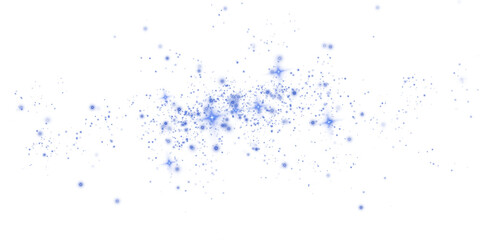 An enchanting and mesmerizing explosion of blue sparkles along with shimmering dust set on a transparent background