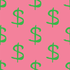 Seamless pattern with dollar currency symbol for decorative print, wrapping paper, greeting cards, wallpaper and fabric