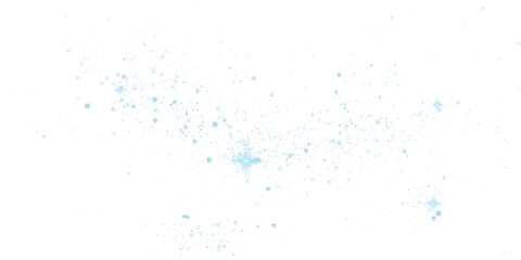 An enchanting and mesmerizing explosion of blue sparkles along with shimmering dust set on a transparent background