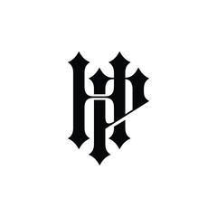 HP monogram logo design letter text name symbol monochrome logotype alphabet character simple logo