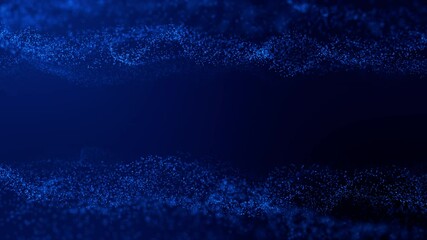 Digital particle wave and light abstract background concept. Dot on blue background. Seamless Loop 4k. 3D rendering - Powered by Adobe