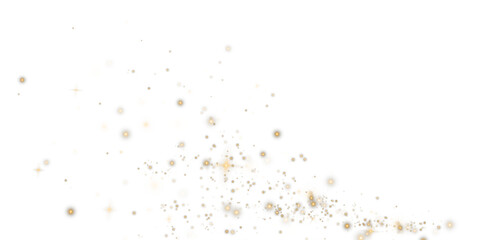 An enchanting and mesmerizing explosion of golden sparkles along with shimmering dust set on a transparent background