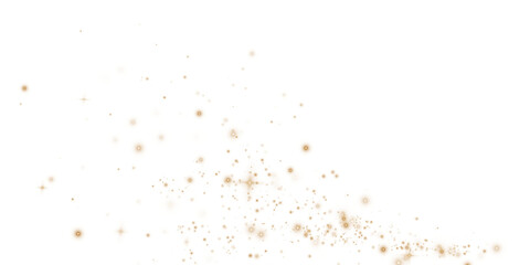 An enchanting and mesmerizing explosion of golden sparkles along with shimmering dust set on a transparent background
