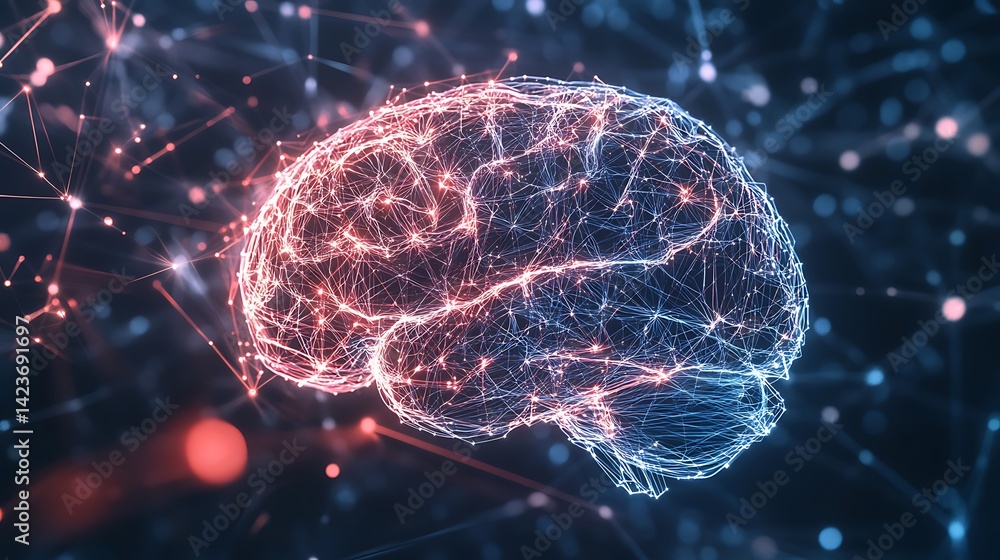 Aufkleber glowing brain illustration representing artificial intelligence or neural networks concept