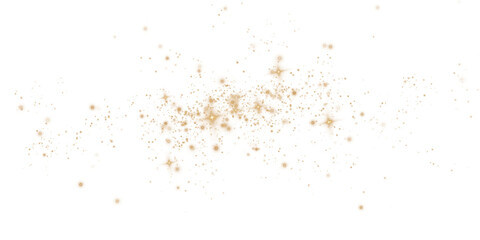 An enchanting and mesmerizing explosion of golden sparkles along with shimmering dust set on a transparent background