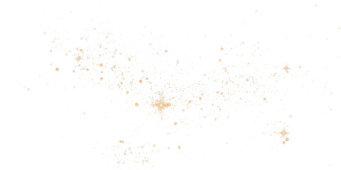 An enchanting and mesmerizing explosion of golden sparkles along with shimmering dust set on a transparent background