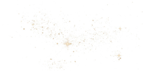 An enchanting and mesmerizing explosion of golden sparkles along with shimmering dust set on a transparent background