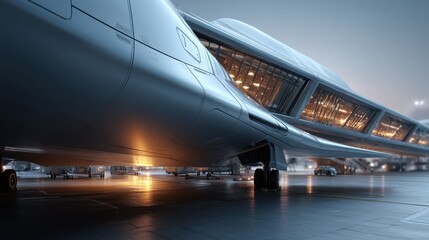 Fototapeta premium Carbon-neutral aviation technology advancing cleaner skies in air travel : sustainable flight theme 