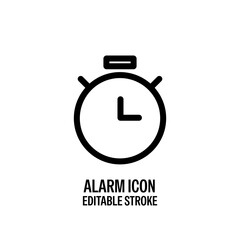 Alarm Icon Black with White Background Flat Design Vector Illustration