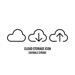 Cloud Storage Icons Set Black with White Background Flat Design Vector Illustration