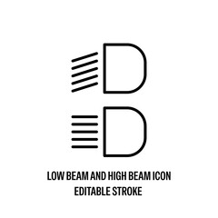 Low Beam and High Beam Icon Black with White Background Flat Design Vector Illustration © josski