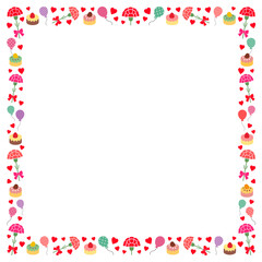 カーネーションと風船とケーキのフレーム