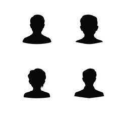 Black silhouette heads illustrating. Silhouette of a business man set.