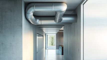 air recirculation pipes inside modern home walls.