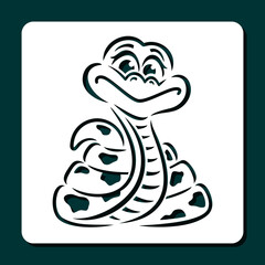 Stencil cute boa constrictor. Twisted snake on a white background. Funny children's cartoon character. Vector template for plotter laser cutting of paper, fretwork, wood carving, metal engraving, cnc.