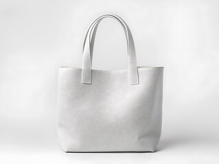 White Leather Tote Bag Isolated On White Background With Studio Lighting