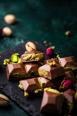 Dubai chocolate with kadayif pistachio filling