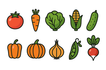 Fototapeta premium Common vegetables typically grown in a home garden or small farm