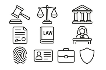 Visual elements related to law, courts, and legal protection