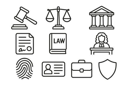 Visual elements related to law, courts, and legal protection