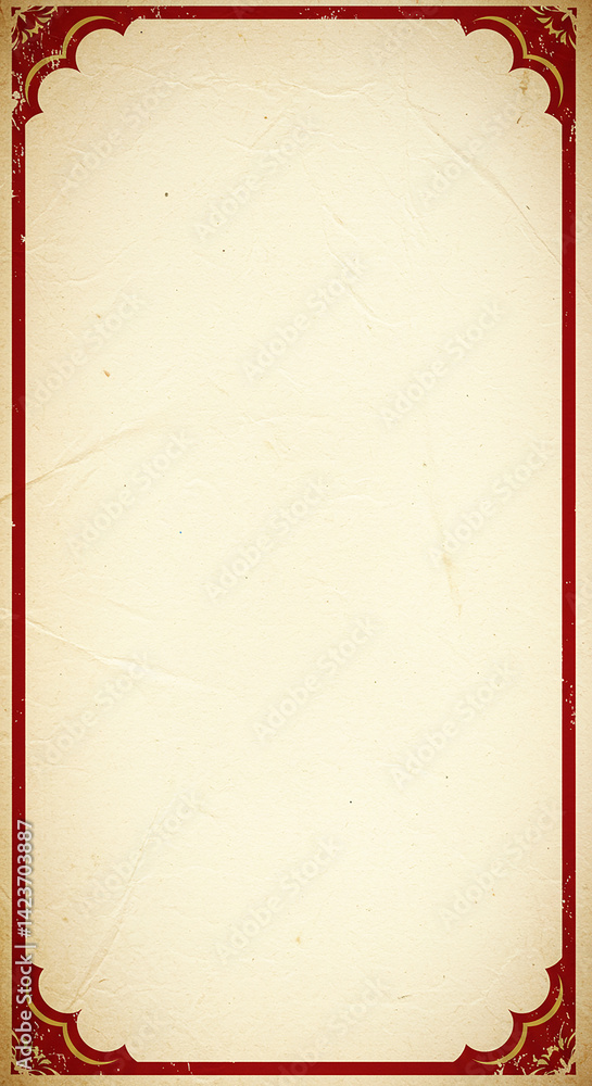 Aufkleber aged paper background. cream color texture with ornate red frame. empty space for text. grunge look 