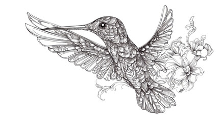 Hand Drawn Sketch of a Bird on PNG Background – Detailed Pencil and Ink Illustration of Bird Silhouette for Artistic, Nature, and Wildlife Design Projects