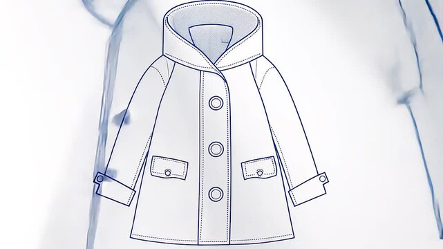 Detailed Winter Coat Design Sketch