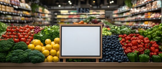 Blank sign in�supermarket�produce display