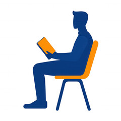 Fototapeta premium A person seated comfortably, engrossed in reading a book. The silhouette highlights relaxation and contemplation, emphasizing the joy of literature in a serene environment.