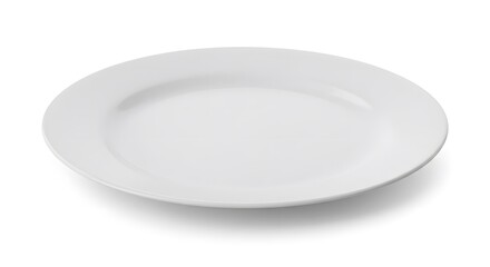 Clean, round, white plate isolated on white, a blank dish for your meal
