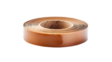 A roll of bright yellow adhesive tape with a strip peeled off, ready for use in crafting or packing.