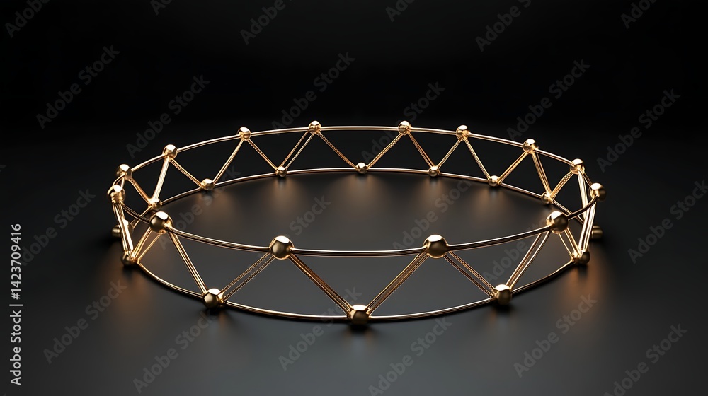 Fototapete gold circular structure against black backdrop displaying geometric design