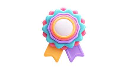 Colorful icon of a success badge with a circular emblem