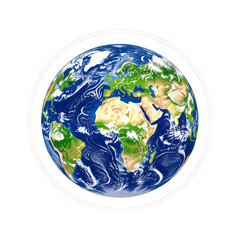 Earth Globe with Pink Neon Ring, Transparent Background. Planet.