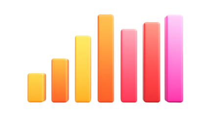 Vibrant 3D bar chart with bright colors and soft shapes