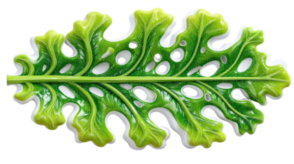 Elegant green leaf with intricate organic pattern